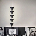 Подвесной светильник светодиодный в виде ряда черных металлических конусов  Herringbone варинант исполнения - 5 | Loft Concept в Рязани