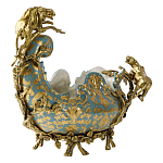 Чаша голубого цвета с оранментом и и бронзовыми фигурами леопардов Eden Garden варинант исполнения - 2 | Loft Concept в Рязани