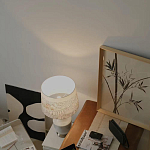 Настольная лампа с принтом на белом тканевом абажуре Roof Garden Lamp варинант исполнения - 7 | Loft Concept в Рязани