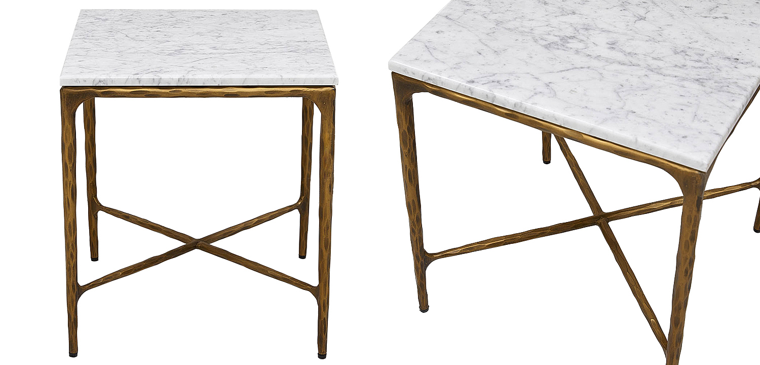 Приставной стол с мраморной столешницей квадратный Randy Marble Coffee Table Приставной стол с мраморной столешницей квадратный Randy Marble Coffee Table - Loft-Concept в Рязани