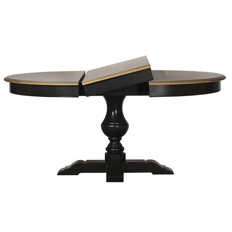 Provence Round Dining Table black раскладной стол Бежевый Черный Provence Round Dining Table black раскладной стол Бежевый Черный в Рязани | Loft Concept
