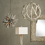 Настольная лампа с каркасом в виде веток деревьев с абажуром из ткани Natural Driftwood варинант исполнения - 4 | Loft Concept в Рязани