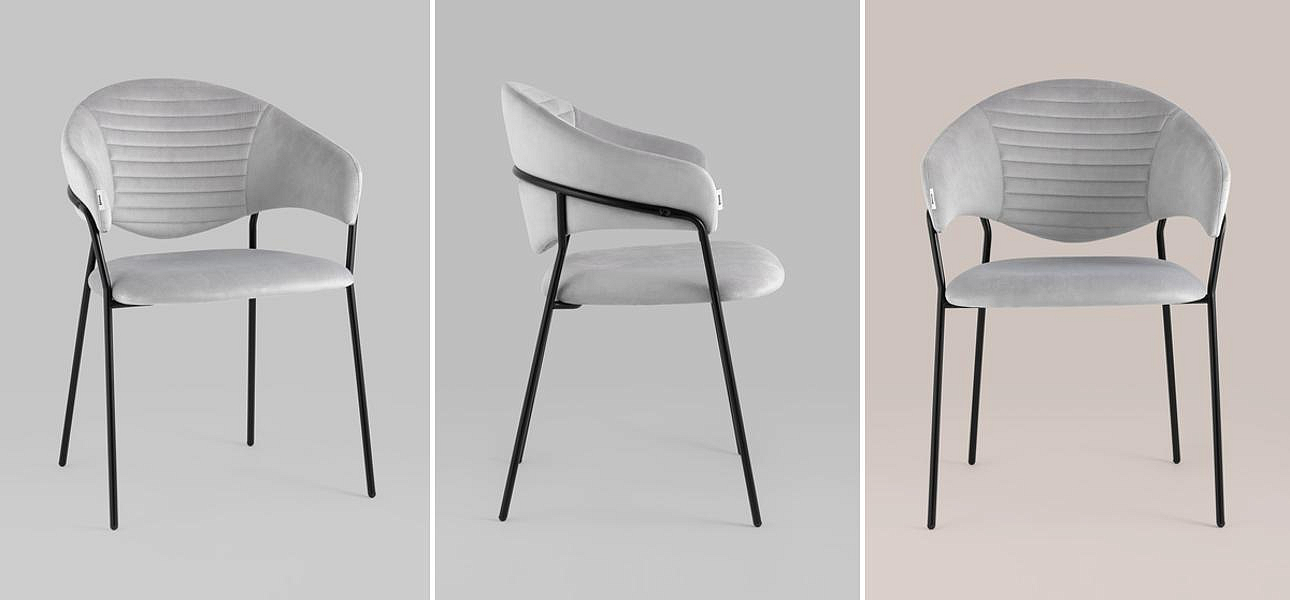 Стул Alexis Chair Светло-Серый Велюр Стул Alexis Chair Светло-Серый Велюр - Loft-Concept в Рязани