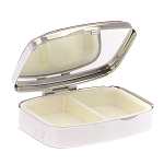 Таблетница карманная прямоугольная на 2 отделения с зеркалом и накладкой из натурального камня Лазурит Silver Stone Pillboxes варинант исполнения - 3 | Loft Concept в Рязани