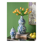 Ваза фигурная с сине-зелеными узорами распустившихся цветов Blossoming Spring варинант исполнения - 4 | Loft Concept в Рязани