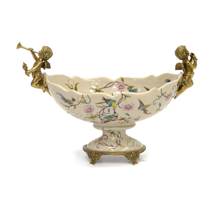 Чаша фарфоровая с ангелами Eden Garden Бежевый Бронза Мульти в Рязани | Loft Concept 