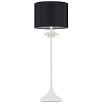 Настольная лампа с декором в виде белого цветка магнолии на каркасе и черным абажуром White Magnolia варинант исполнения - 3 | Loft Concept в Рязани