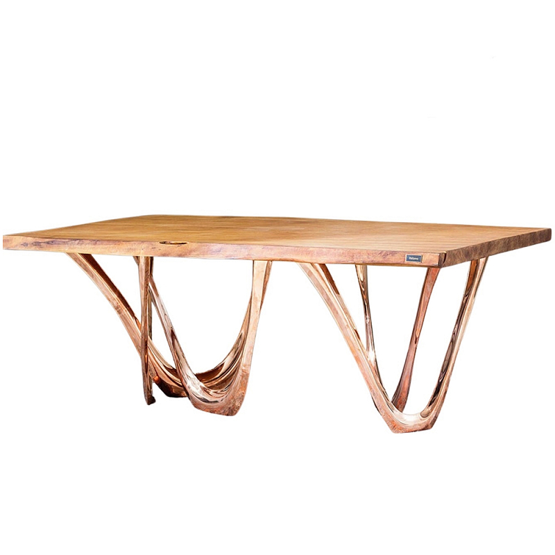 Обеденный стол прямоугольный с фигурными ножками G-table Золотой Обеденный стол прямоугольный с фигурными ножками G-table Золотой в Рязани | Loft Concept