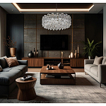 Круглая люстра с хрустальными подвесками на серебряном каркасе Gorgeous Crystal Light варинант исполнения - 12 | Loft Concept в Рязани