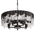 Люстра круглая из матового черного металла с подвесками из прозрачных стеклянных трубок Noir Tubes варинант исполнения - 1 | Loft Concept в Рязани
