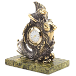 Часы настольные бронзовые в виде русалочки из натурального камня Змеевик Mermaid Stone Clock варинант исполнения - 2 | Loft Concept в Рязани
