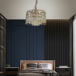 Люстра круглая с хрустальными подвесками на золотистом каркасе Roul Crystal Light варинант исполнения - 13 | Loft Concept в Рязани