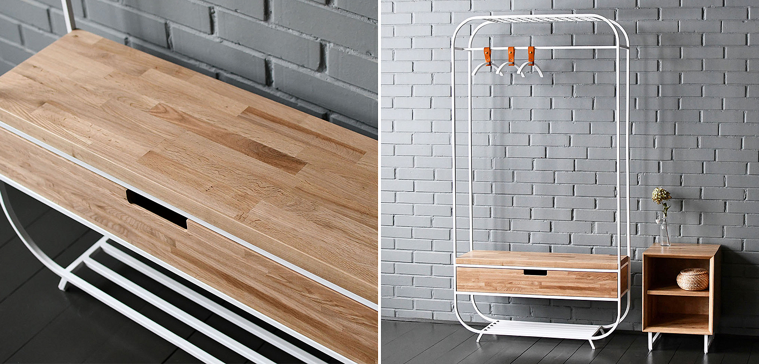 Рейл с выдвижным ящиком Ewing White Industrial Metal Rust Clothes Rail Рейл с выдвижным ящиком Ewing White Industrial Metal Rust Clothes Rail - Loft-Concept в Рязани