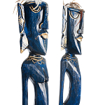 Комплект из 2-х деревянных статуэток Asmat Tall Statuettes Blue Green варинант исполнения - 3 | Loft Concept в Рязани