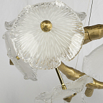 Люстра подвесная круглая с ветвистыми бронзовыми элементами и стеклянными рифлеными дисками Textured Glass Chandelier варинант исполнения - 4 | Loft Concept в Рязани