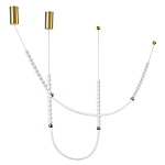 Подвесной светильник с 3-мя изогнутыми плафонами и белыми декоративными шариками PEARLS Suspension варинант исполнения - 2 | Loft Concept в Рязани