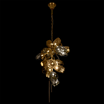 Люстра подвесная вытянутой формы с плафонами из стекла и металла с тремя вертикальными подвесками Gilded Mirage  варинант исполнения - 7 | Loft Concept в Рязани