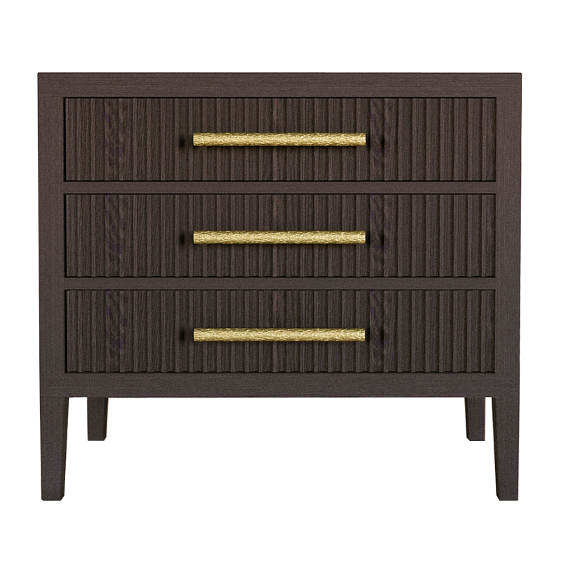 Тумба Primo  с тремя ящиками шпон темный орех Темный дуб Золотой в Рязани | Loft Concept 