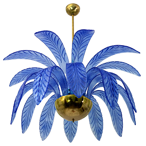Люстра Modern Chandelier Palm Blue Стеклянные Листья Пальмы 