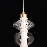 Подвесной светильник с вертикальной композицией из прозрачных и янтарных стеклянных шаров и ромбов Gabriel Scott Luna варинант исполнения - 9 | Loft Concept в Рязани