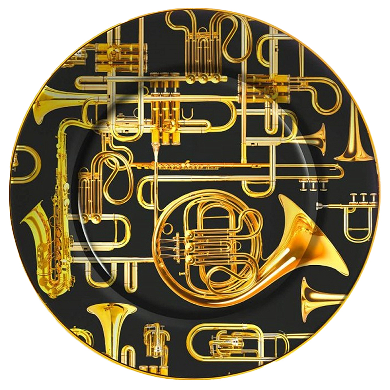 Тарелка Seletti Trumpets Черный Золотой Тарелка Seletti Trumpets Черный Золотой в Рязани | Loft Concept