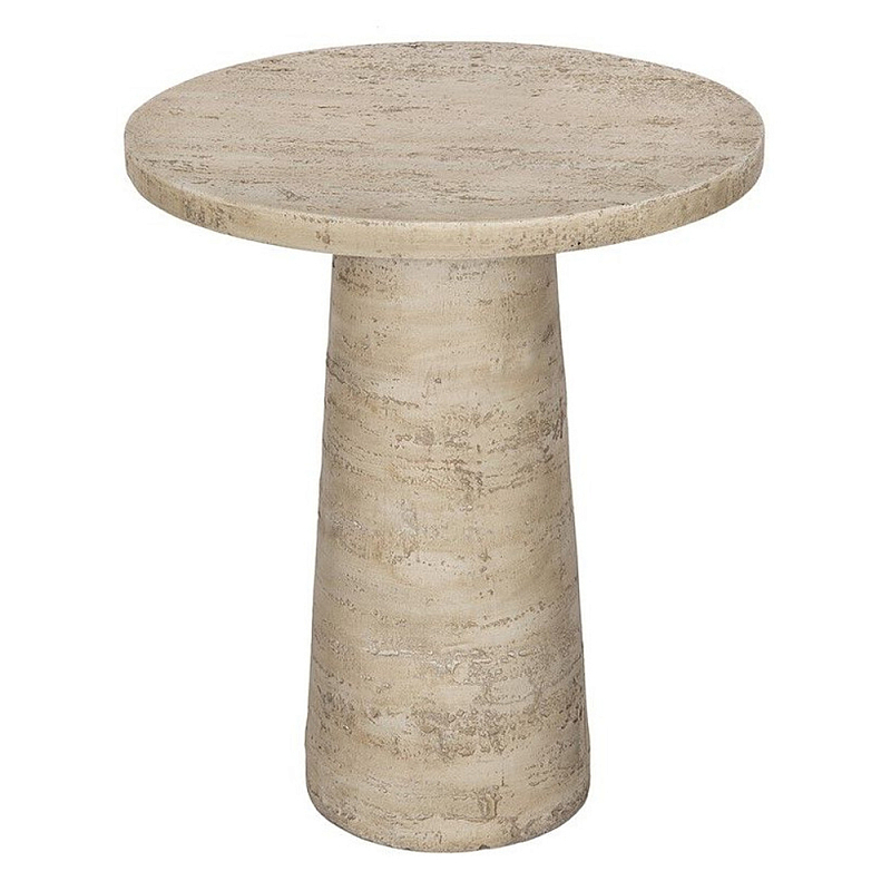 Столик приставной с круглой столешницей Textured Cream Table Кремовый в Рязани | Loft Concept 