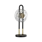 Настольная лампа черного цвета с круглым прозрачным стеклянным плафоном Virelia  варинант исполнения - 1 | Loft Concept в Рязани