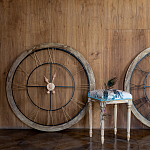 Часы настенные деревянные с римскими цифрами бронзового цвета Clock with History варинант исполнения - 2 | Loft Concept в Рязани