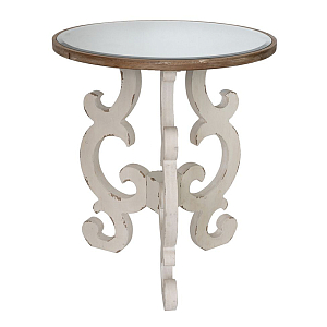 Столик круглый с белыми резными ножками Alice
