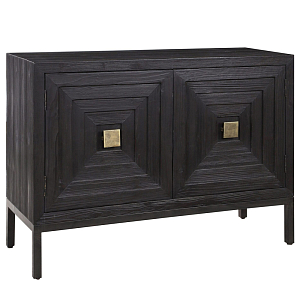 Тумба черная из дерева двухдверная Geometric Double Door Nightstand
