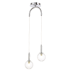 Подвесной светильник с 2-мя рельефными прозрачными плафонами из стекла и основанием цвета Хром Perforated Glass Bubbles варинант исполнения - 2 | Loft Concept в Рязани