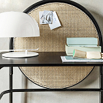 Письменный стол с круглой плетёной панелью для крепления заметок Allegory варинант исполнения - 3 | Loft Concept в Рязани