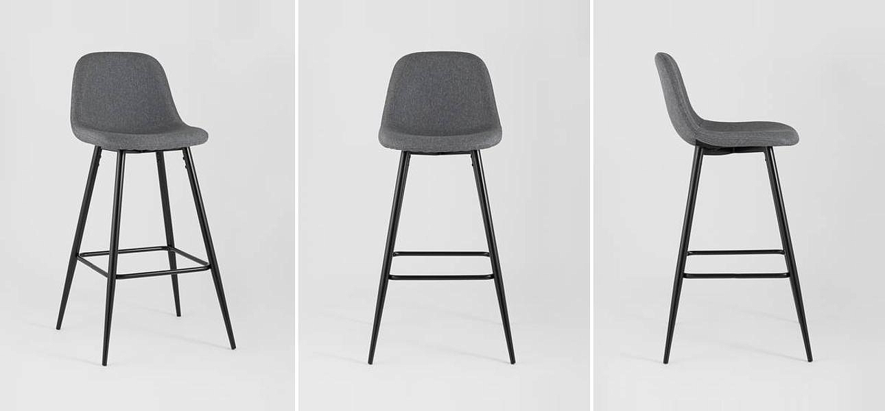 Барный Стул Archie Chair Серая Рогожка Барный Стул Archie Chair Серая Рогожка - Loft-Concept в Рязани