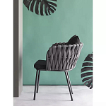 Стул мягкий с декором в виде плетеных лент на спинке и подлокотниках Semicircular Chair Decorated with Ribbons варинант исполнения - 2 | Loft Concept в Рязани