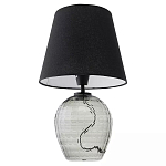 Настольная лампа с черным тканевым абажуром и фактурным прозрачным основанием Black Cone варинант исполнения - 2 | Loft Concept в Рязани