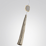 Подвесной светильник с шарообразным плафоном из белого стекла с подвеской из камня и кисточкой Agatelle варинант исполнения - 6 | Loft Concept в Рязани