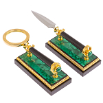 Настольный письменный набор из малахита с декором в виде лошади Leader Organizer варинант исполнения - 6 | Loft Concept в Рязани