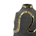 Ваза с золотыми акцентными полосами на черном матовом фоне Accent Tape варинант исполнения - 4 | Loft Concept в Рязани