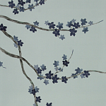 Обои ручная роспись Cherry Tree Original colourway on Adam Grey dyed silk варинант исполнения - 1 | Loft Concept в Рязани