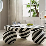 Дизайнерский журнальный стол круглый в чёрно-белую полоску Mypel варинант исполнения - 2 | Loft Concept в Рязани