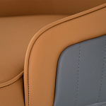 Стул оранжевый с высокой спинкой из искуственной кожи на серых металлических ножках Enigma Orange варинант исполнения - 4 | Loft Concept в Рязани