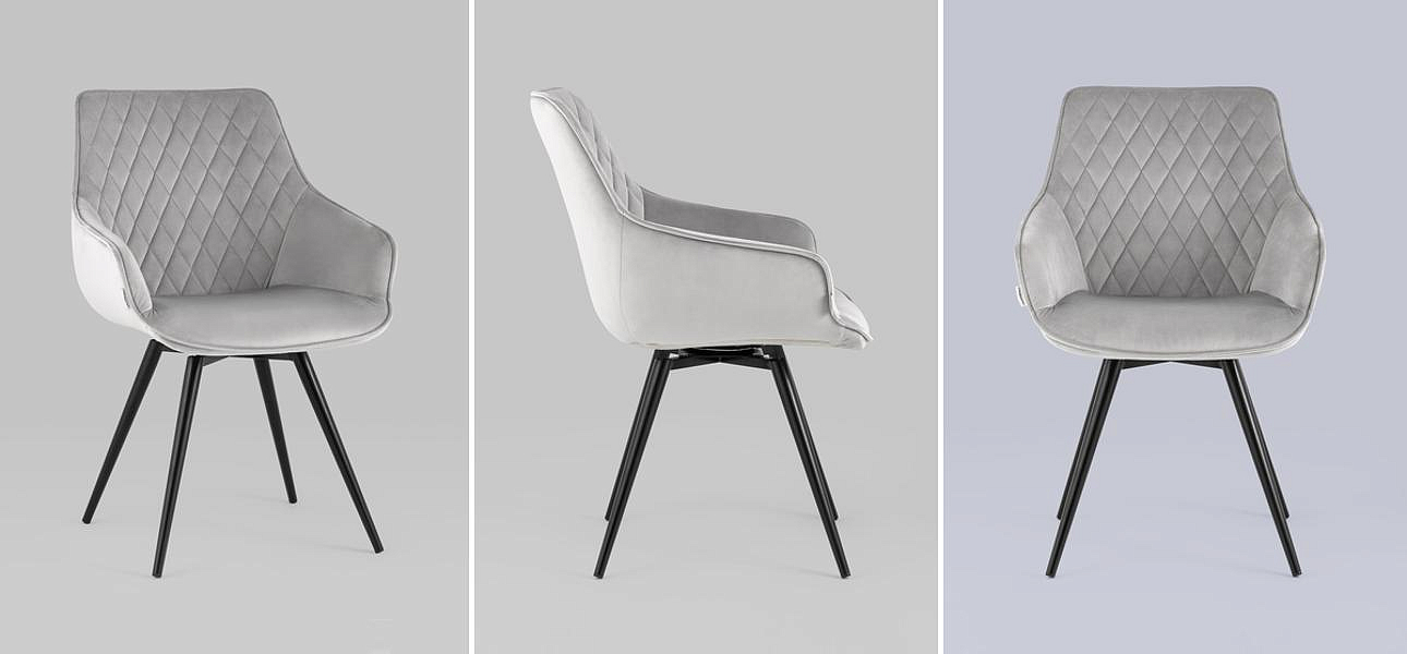 Вращающийся Стул Seoul Chair Светло-Серый Велюр Вращающийся Стул Seoul Chair Светло-Серый Велюр - Loft-Concept в Рязани