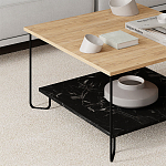 Стол журнальный с квадратной столешницей и полкой MARBO LOTUS варинант исполнения - 2 | Loft Concept в Рязани