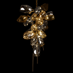 Люстра подвесная вытянутой формы с плафонами из стекла и металла с двумя вертикальными подвесками Gilded Mirage  варинант исполнения - 8 | Loft Concept в Рязани