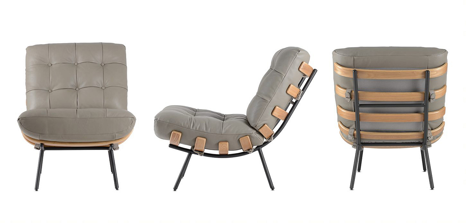 Кресло Philbert Chair grey leather Кресло Philbert Chair grey leather - Loft-Concept в Рязани