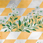 Обои ручная роспись Tiled Meadow Original colourway on Egyptian Gold gilded paper варинант исполнения - 2 | Loft Concept в Рязани