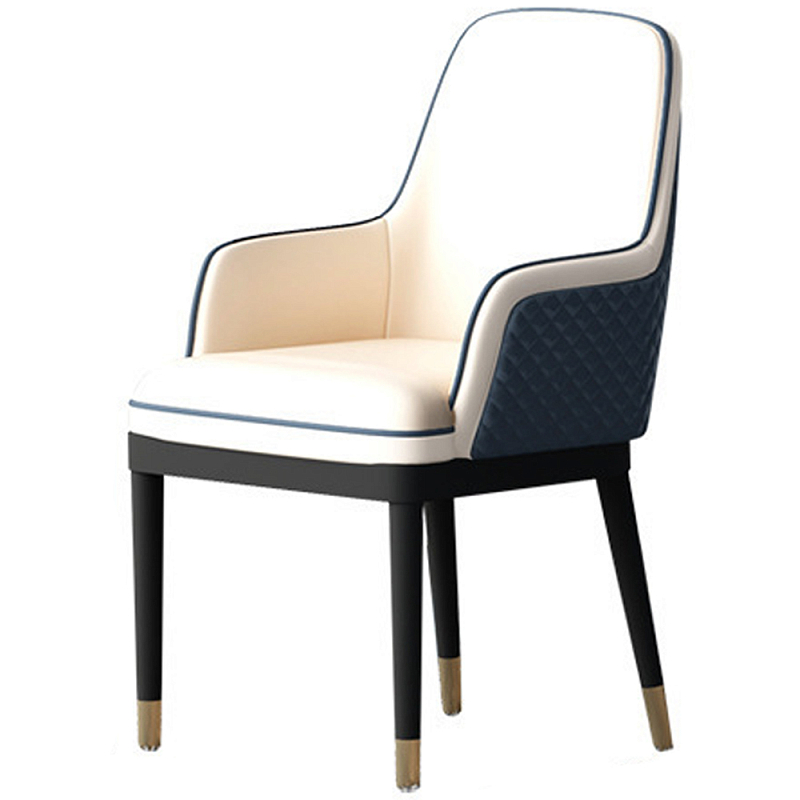 Стул с подлокотниками Helen Chair Dark Blue White Белый Синий Черный Стул с подлокотниками Helen Chair Dark Blue White Белый Синий Черный в Рязани | Loft Concept