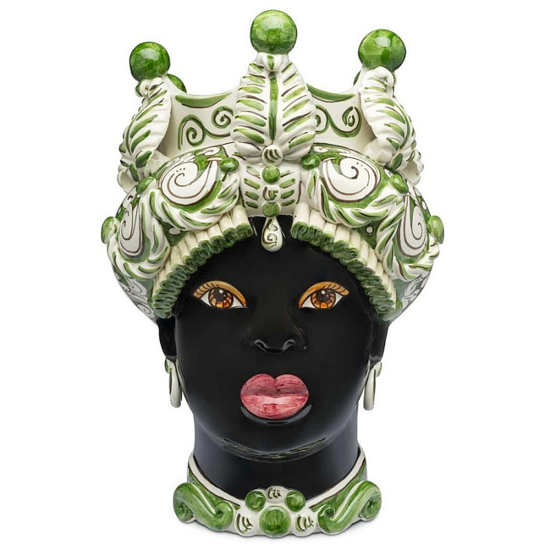 Ваза Vase Moro Lady Medium Leaves Dark Green Черный Зеленый Белый Ваза Vase Moro Lady Medium Leaves Dark Green Черный Зеленый Белый в Рязани | Loft Concept
