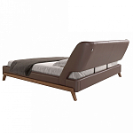 Кровать двуспальная с изголовьем из экокожи шоколадно-коричневого цвета Modern Look варинант исполнения - 3 | Loft Concept в Рязани