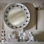 Зеркало белое с круглыми золотыми декоративными элементами Prince of the Church варинант исполнения - 3 | Loft Concept в Рязани